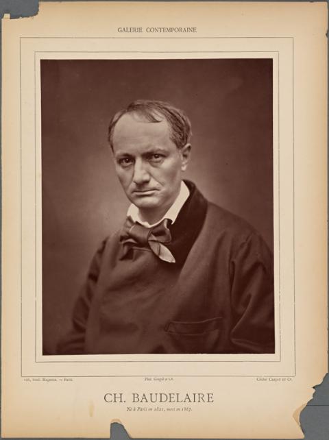 Charles Baudelaire stares grimly into the camera for an 1863 photograph